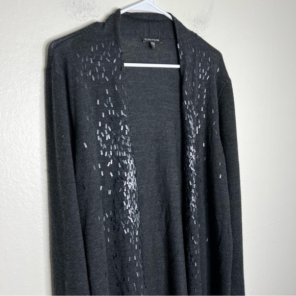 Eileen Fisher Wool Open Front Sequin Cardigan Sz XL - Picture 5 of 7